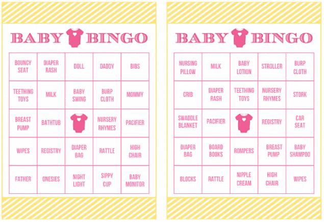 Udskrivbare bingokort til baby shower kan trykkes i blå