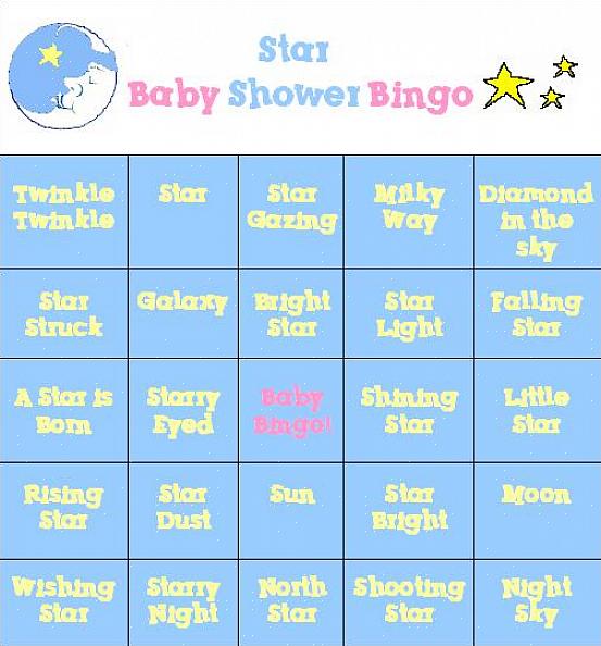 Disse yndige baby shower bingo kort har en meget sød elefant