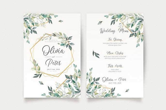 Wedding Chicks tilbyder en traditionel monogram bryllupsmenuskabelon