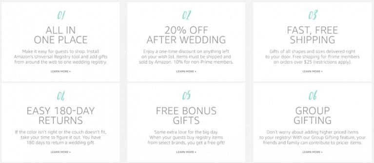 Amazons gratis gaver til bryllupsregistreringsbonus