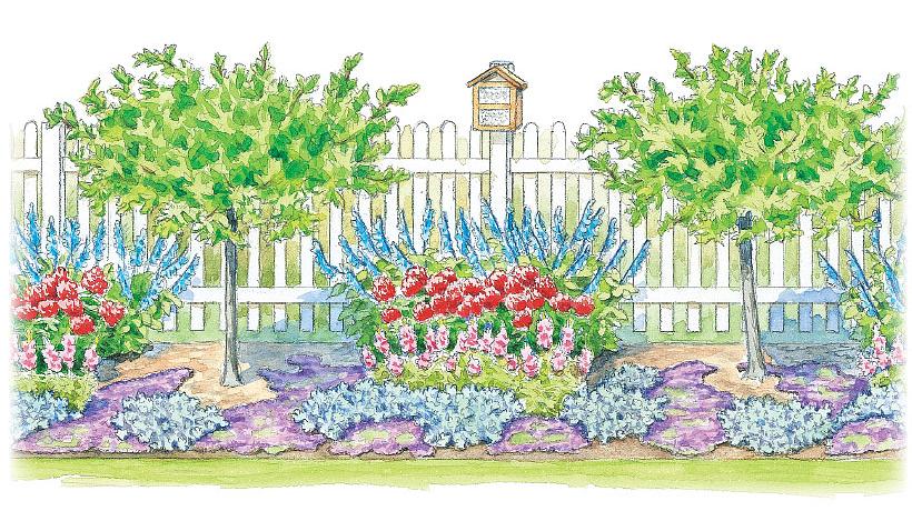 Røde og gule blomster gentag blomstrer